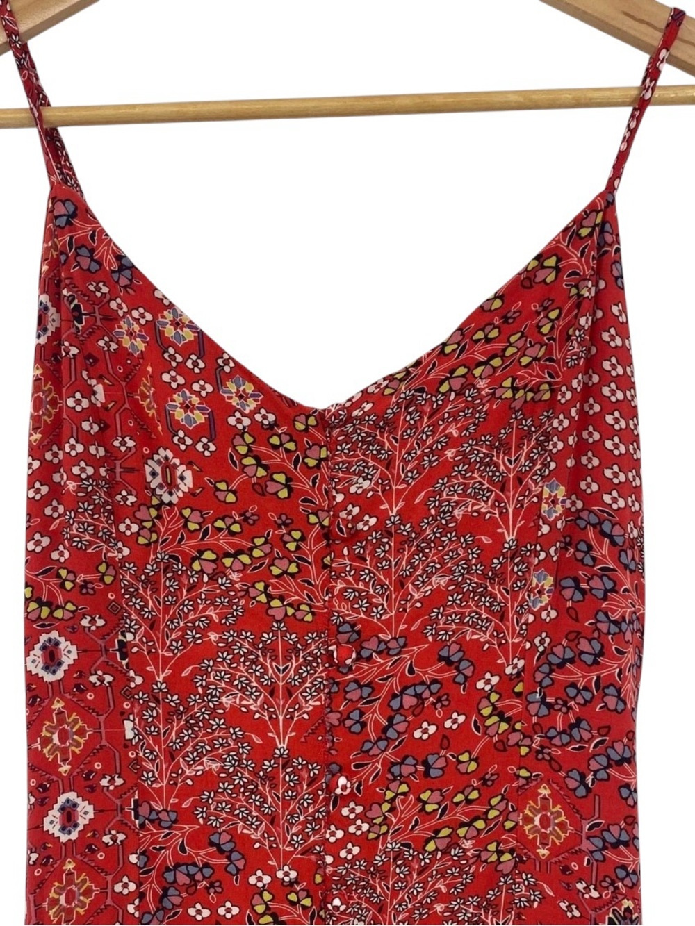 Abel Red Floral Tie-Front Midi Dress - Picture 7 of 9